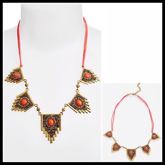 EGYPTIAN STONE JEWELED BOHO STATEMENT NECKLACE A2C - Picture 6 of 8